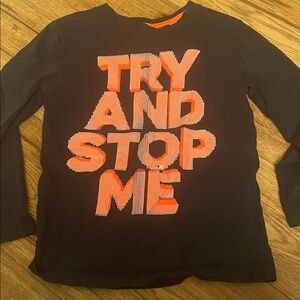 George Kids Long Sleeve Tee - Navy and Neon Orange (GB)